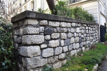 Stylish stone walls in a historic Paris neighborhood