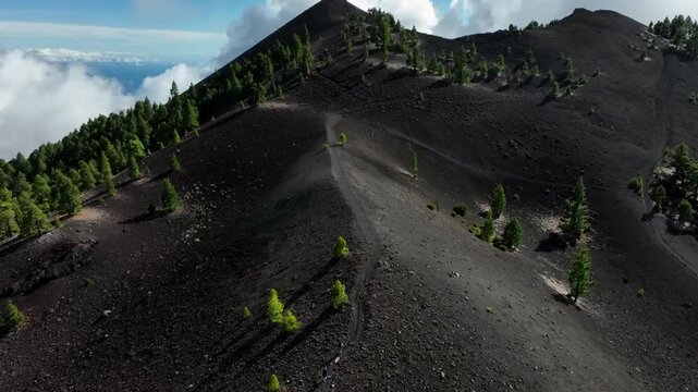 Aerial drone view of the landscape of La Palma, Canary Islands, Spain