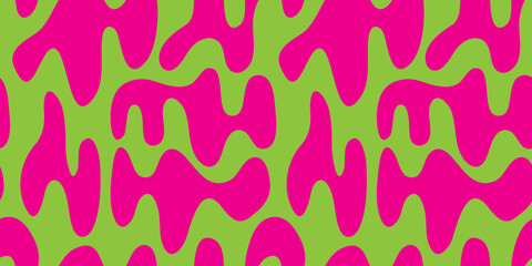 Abstract wavy y2k shape seamless pattern illustration. Modern minimalist art print background of psychedelic curvy shapes on