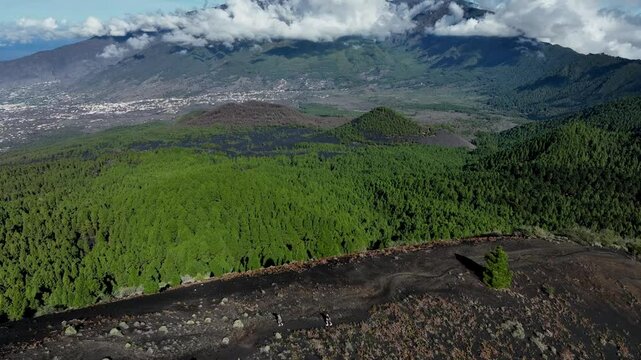 Aerial drone view of the landscape of La Palma, Canary Islands, Spain