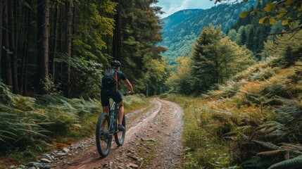 Fototapeta premium Bicycle hiking travel in the mountains illustration generated by ai