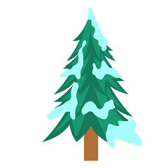 Pine Tree with Snow Illustration