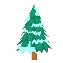 Pine Tree with Snow Illustration