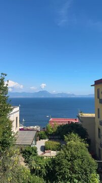 view of the Vesuvian volcano from a balcony in Naples