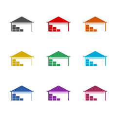 Warehouse icon isolated on white background. Set icons colorful