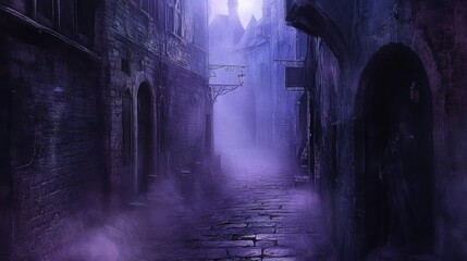 Fototapeta premium Mysterious Alleyway in Misty Twilight