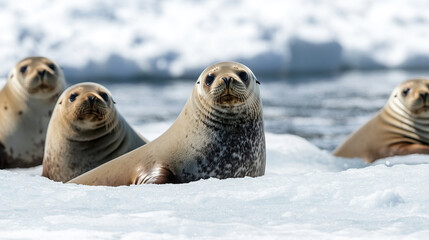 Naklejka premium sea lions. a group of sea lions