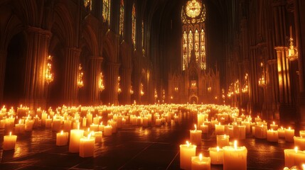 Cathedral candles glowing.