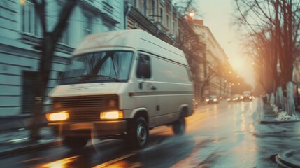 Fototapeta premium Fast delivery transportation automobile illustration generated by ai