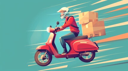 Fast delivery scooter illustration generated by ai