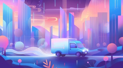 Fast delivery transportation automobile illustration generated by ai