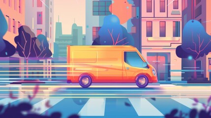 Obraz premium Fast delivery transportation automobile illustration generated by ai