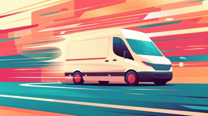 Fast delivery transportation automobile illustration generated by ai