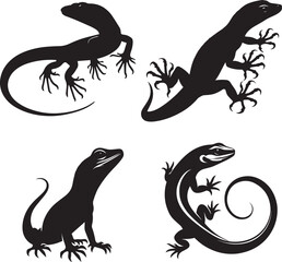 silhouette of clean vector of lizard isolated