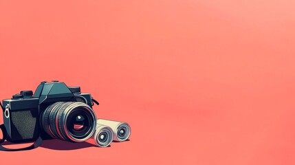 Retro-style header with a film camera and rolls of undeveloped film, leaving room for text.
