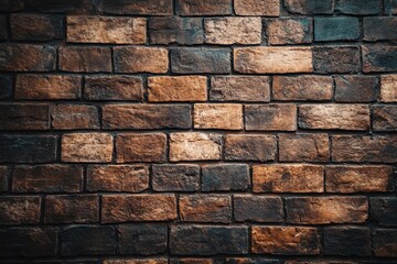 Obraz premium Wall of brown split face brick with stretcher bond design