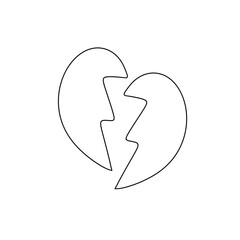A broken heart with a lightning bolt in the middle