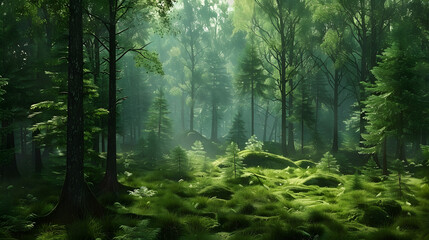 Obraz premium Evergreen forest realistic