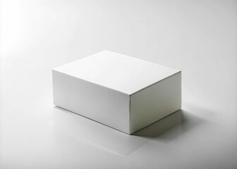 Clean and Minimalist Portrait of a Rectangle White Cardboard Box on a Pure White Background for Creative Packaging Design and Product Showcase