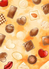 watercolor beautiful chocolate background illustration 2