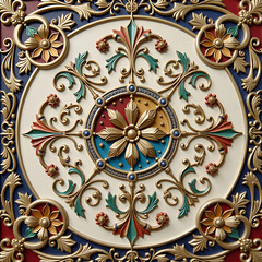 Fototapeta premium A decorative ceiling tile with a floral design, intricate and detailed