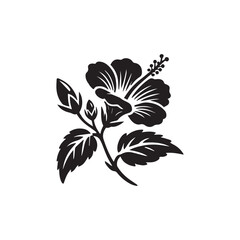 Hibiscus Flower silhouette vector icon symbol art illustration.