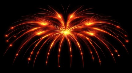 Fototapeta premium Fiery Orange Fireworks Display Against a Black Night Sky