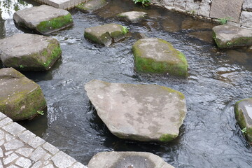 water flowing over rocks