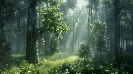 Obraz premium Old-growth forest realistic