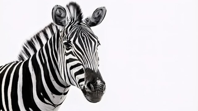 Zebra on white background with copy space