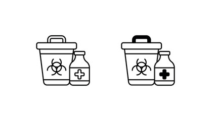 Biomedical waste icon design with white background stock illustration