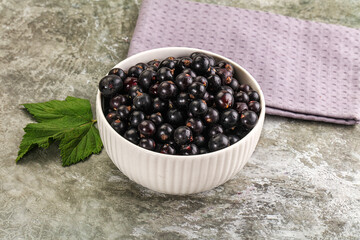 Ripe black currant in the bowl