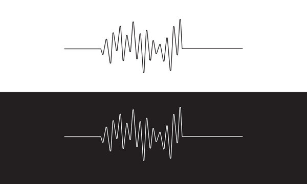 One line drawing of sound wave. Continuous linear sketch . Vector illustration. isolated on white and black background. EPS 10
