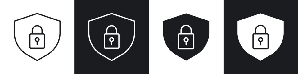 Shield lock linear icon set for app, and web design.