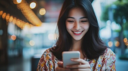 Woman Checking Phone on Street