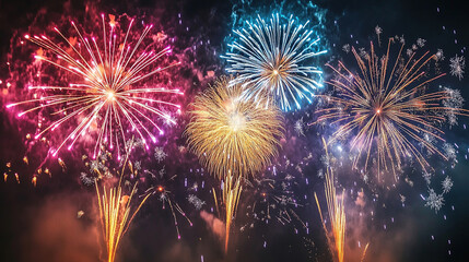 Spectacular Fireworks in the Night Sky