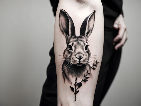 rabbit tattoo , minimal tattoo , tattoo design