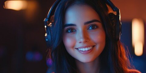Headphone-Wearing Woman, Close Up