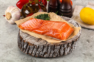 Piece of cut salmon fillet