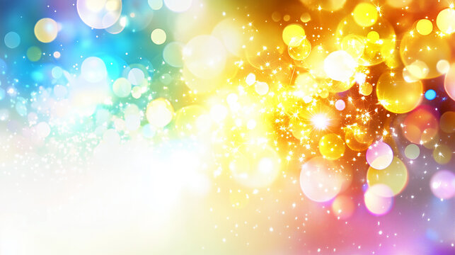 Festive background with gold and blue colors with a bokeh effect