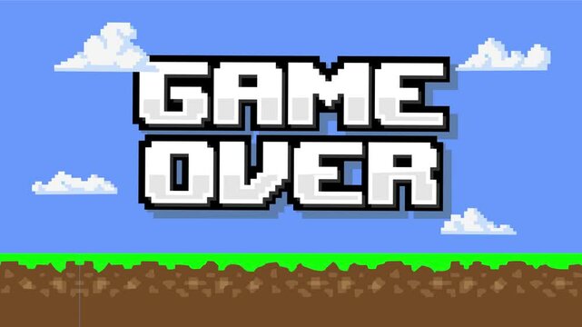 game over in 16 bit pixel style