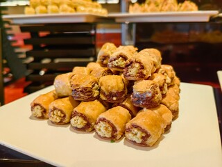 cakes on a tray for party at Christmas