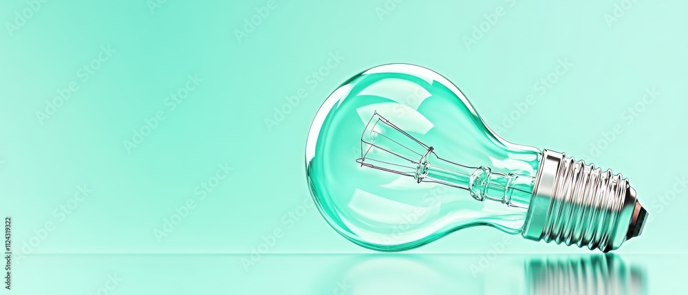 Poster illuminating innovationtransparent lightbulb concept in modern workspace environment