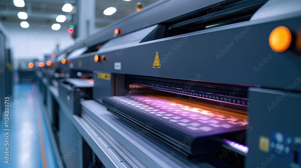 Poster a wide-format printer is placed on the side of an industrial laser machine, which can print with hig