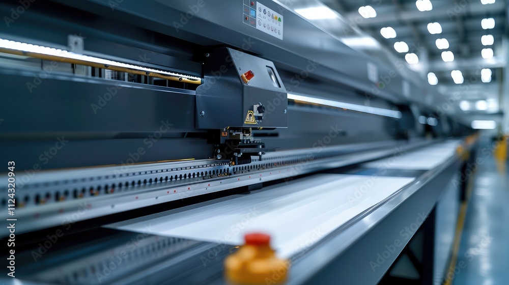 Poster a wide-format printer is placed on the side of an industrial laser machine, which can print with hig