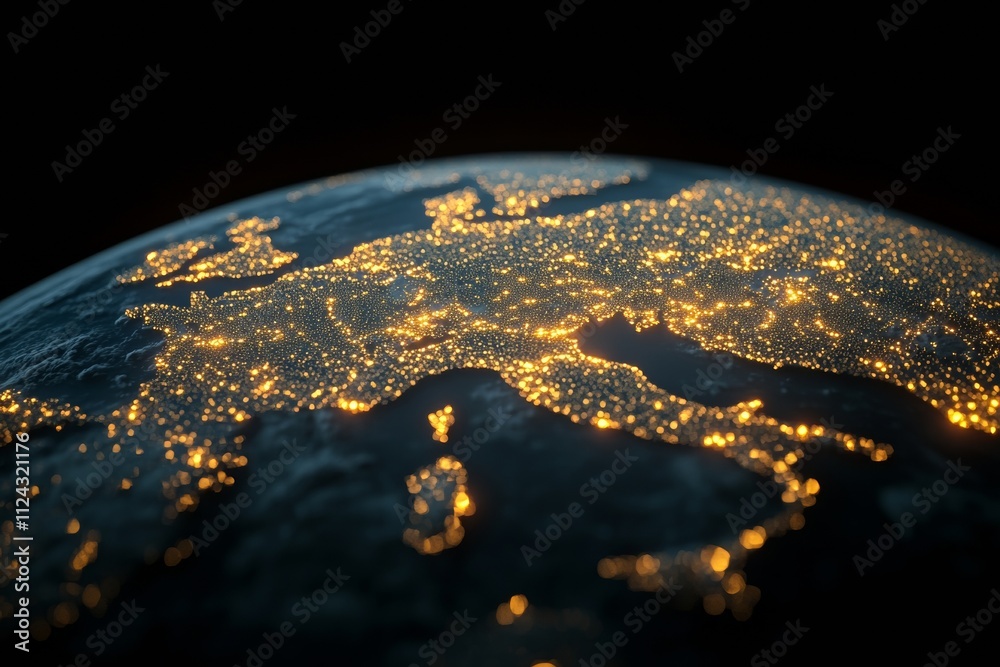 Aufkleber nighttime global connectivity illuminated city networks from space