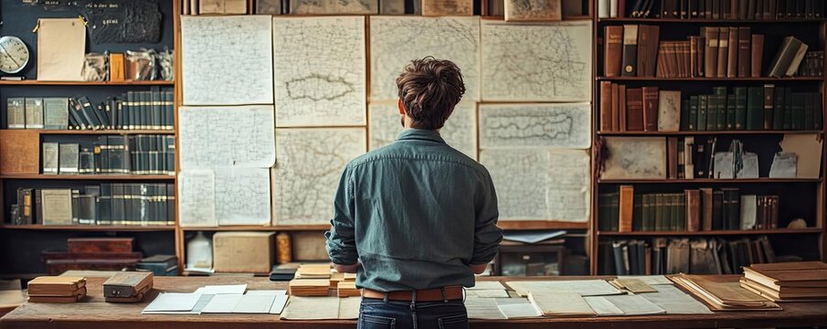 A teacher explaining a timeline of important dates, organizing history