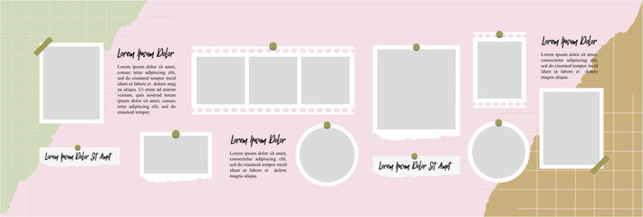 Pictures or photos frame collage comics page grid layout abstract photo frames and digital photo wall template