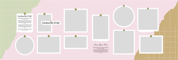 Pictures or photos frame collage comics page grid layout abstract photo frames and digital photo wall template