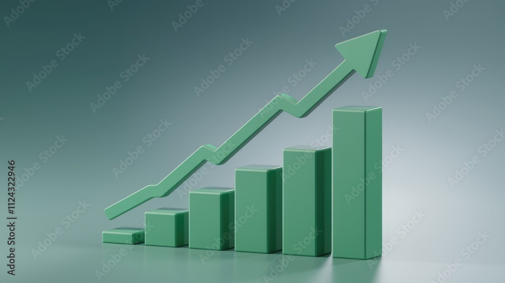 Aufkleber An upward trending bar graph showcases growth, progress, and success with an arrow pointing upwards.